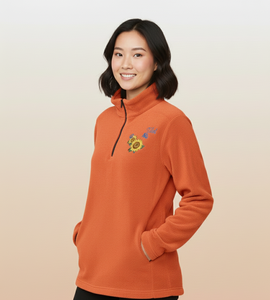 Pull brodé "tournesol"